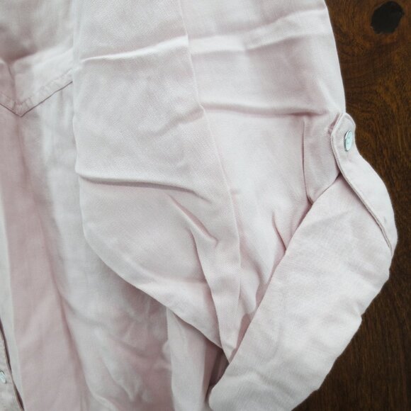 Style & Co Boyfriend Shirt Women’s PL Begonia Pink Button Up Roll Tab Sleeve NWT - Picture 3 of 6